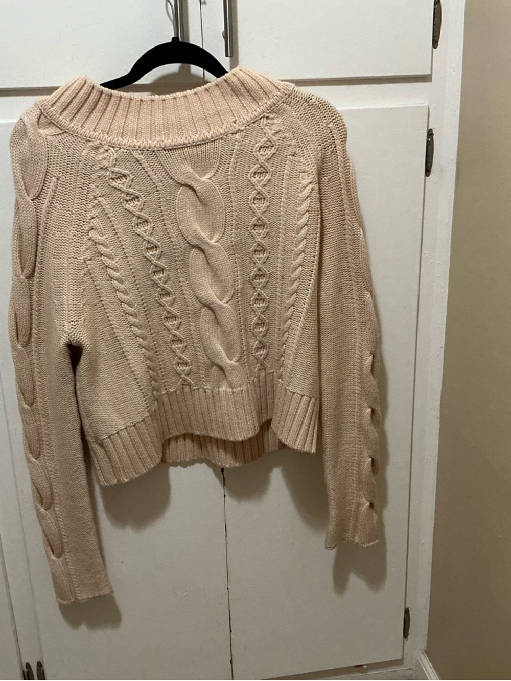 Current/Elliott Chunky Cable Knit Sweater in Cream